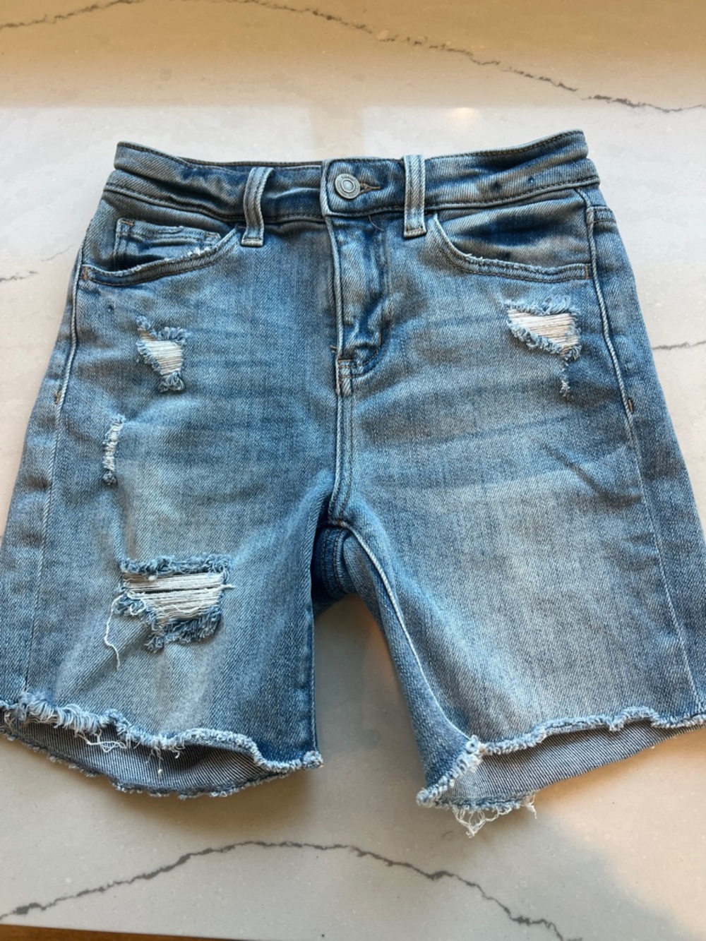 Distressed Light Blue Women's Denim Jean Shorts xs 0